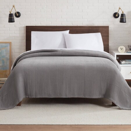 Monarch Brands Aston & Arden Waffle Blanket - Queen, Grey P-BLT-WFL-QN-GY